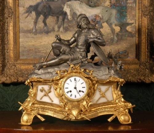 fig 1. **** SOLD **** Early Antique French Clock - The Warrior